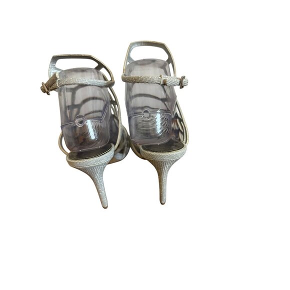 Madden Girl Size 7 Direct Strappy Stilettos Caged Business Pumps Sandals Silver - Picture 11 of 14